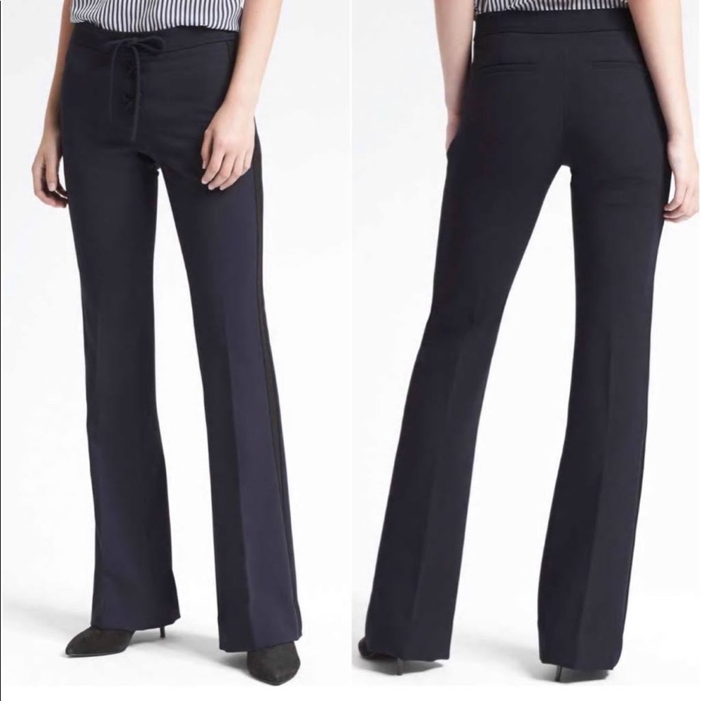 Women’s Banana Republic x Olivia Palermo Navy Lace-Up Flare Pants Size 2
